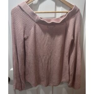 AMERICAN RAG CIE women's Sz large knit sweater  Bell Sleeve Boho Fairy Pink